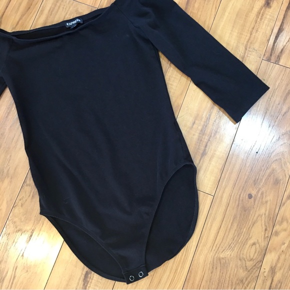 Express Black bodysuit one piece 3/4 sleeve trending preppy small - Picture 4 of 4